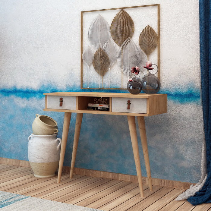 Hanah Home Lawen Aparador de 2 Niveles Roble y Blanco